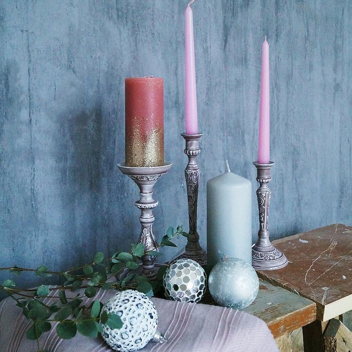 Набор из двух свечей Classic Candles розового цвета - купить Свечи по цене 140.0