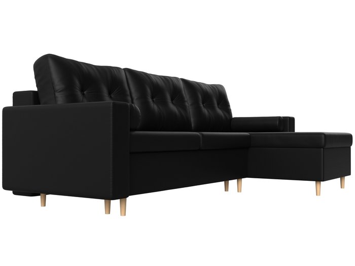 Угловой диван-кровать Белфаст черного цвета (экокожа)  правый угол - лучшие Угловые диваны в INMYROOM