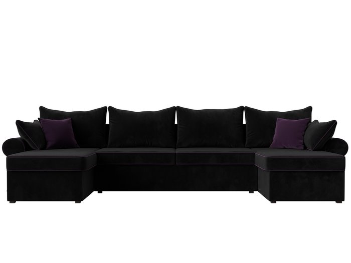 Угловой диван-кровать Элис черного цвета с фиолетовой окантовкой - купить Угловые диваны по цене 90999.0