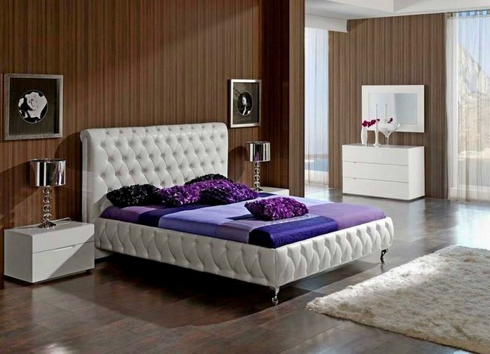 Двухспальная кровать Adriana белого цвета 180х200 - купить Кровати для спальни по цене 102600.0