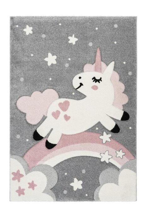 Детский ковер Amigo Unicorn Pink серого цвета 120х170
