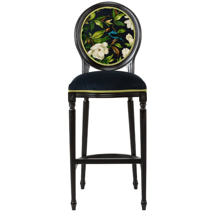 Барный стул Цветущая аристократка версия 2 черно-зеленого цвета