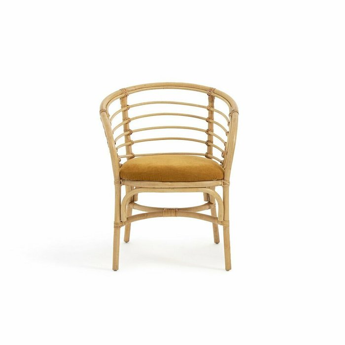 Стул из ротанга и велюра Dhony желтого цвета - купить Обеденные стулья по цене 23183.0