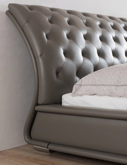 Кровать серого цвета с мягким изголовьем 160X200 - купить Кровати для спальни по цене 85740.0
