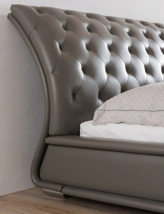 Кровать серого цвета с мягким изголовьем 160X200 - купить Кровати для спальни по цене 85740.0 Кровать серого цвета с мягким изголовьем 160X200 - купить Кровати для спальни по цене 85740.0