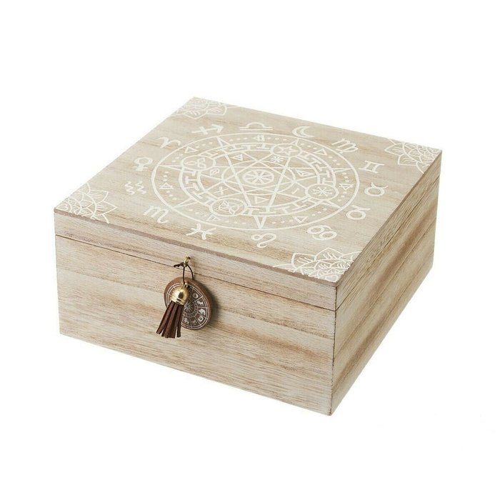 Шкатулка Белый Натуральный Деревянный MDF 20 x 20 x 10 cm