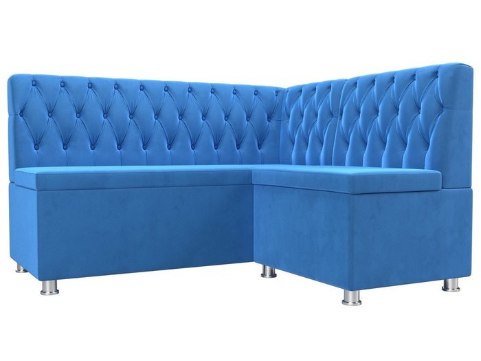 Кухонный угловой диван Мирта голубого цвета правый угол