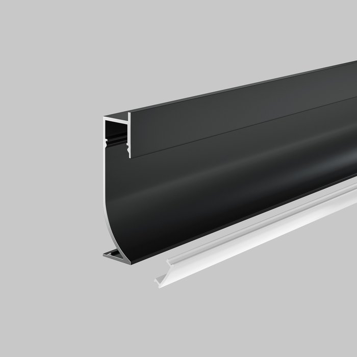 Алюминиевый профиль плинтус с подсветкой 5.3x1.4 черного цвета - лучшие Профили для светодиодных лент в INMYROOM