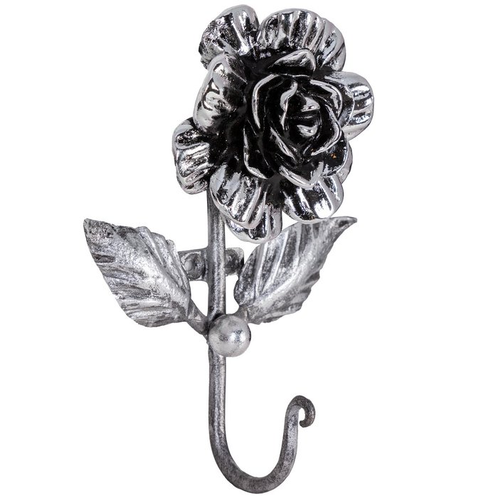 Настенный крючок Роза прованса серебряного цвета - купить Крючки по цене 3115.0