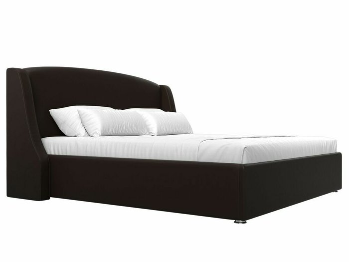 Кровать Лотос 180х200 темно-коричневого цвета с подъемным механизмом (экокожа) - лучшие Кровати для спальни в INMYROOM