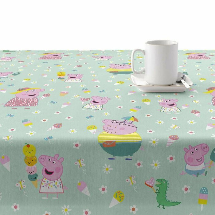 Скатерть устойчивая к пятнам Summer Peppa 1 150х200 серо-зеленого цвета - лучшие Скатерти в INMYROOM