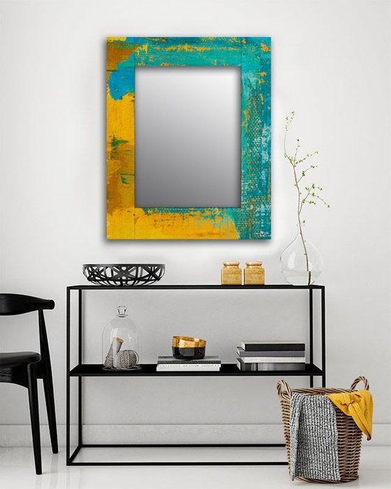 Настенное зеркало Гранж Блю в деревянной раме 65х80 - купить Настенные зеркала по цене 9990.0