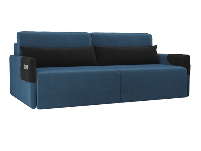 Прямой диван-кровать Армада синего цвета