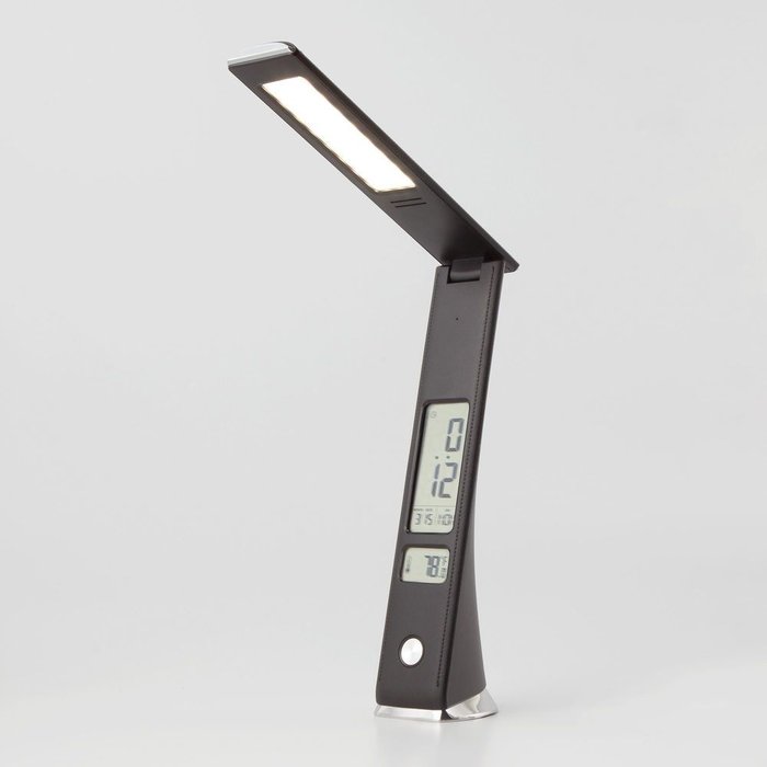 Светодиодная настольная лампа с часами 80504/1 черный Business