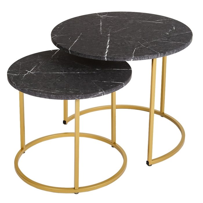 Набор из двух журнальных столиков МеталлАрт М001 черно-золотого цвета Набор из двух журнальных столиков МеталлАрт М001 черно-золотого цвета