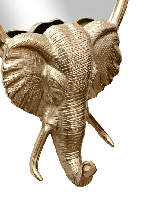 Настенное зеркало декоративное Голова слона золотого цвета - купить Настенные зеркала по цене 12080.0