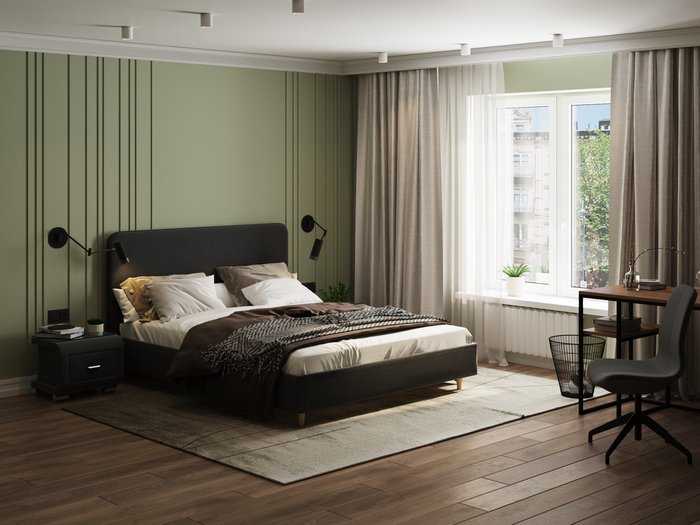 Кровать Mia 160х200 темно-серого цвета - купить Кровати для спальни по цене 30950.0