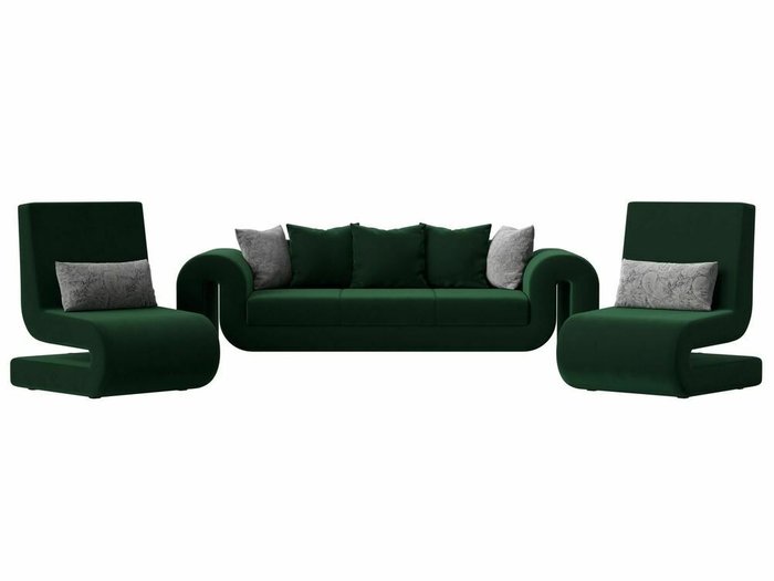 Набор мягкой мебели Волна 1 зеленого цвета - купить Комплекты мягкой мебели по цене 88998.0
