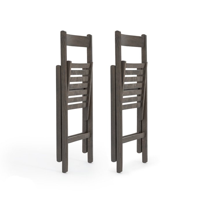 Комплект из двух удобных складных стульев Yann серого цвета - лучшие Обеденные стулья в INMYROOM