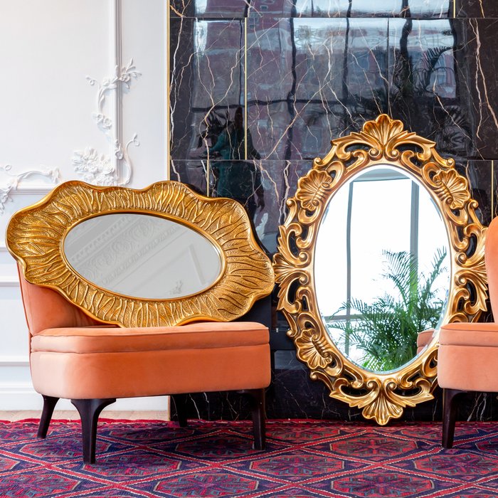 Настенное зеркало Гауди золотого цвета - купить Настенные зеркала по цене 24000.0