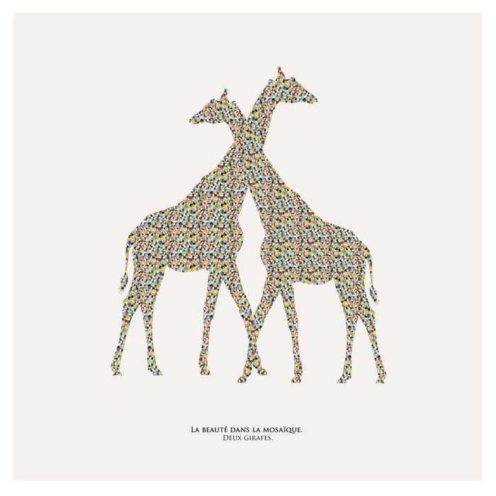 Картина (репродукция, постер): Жирафы в мозаике 