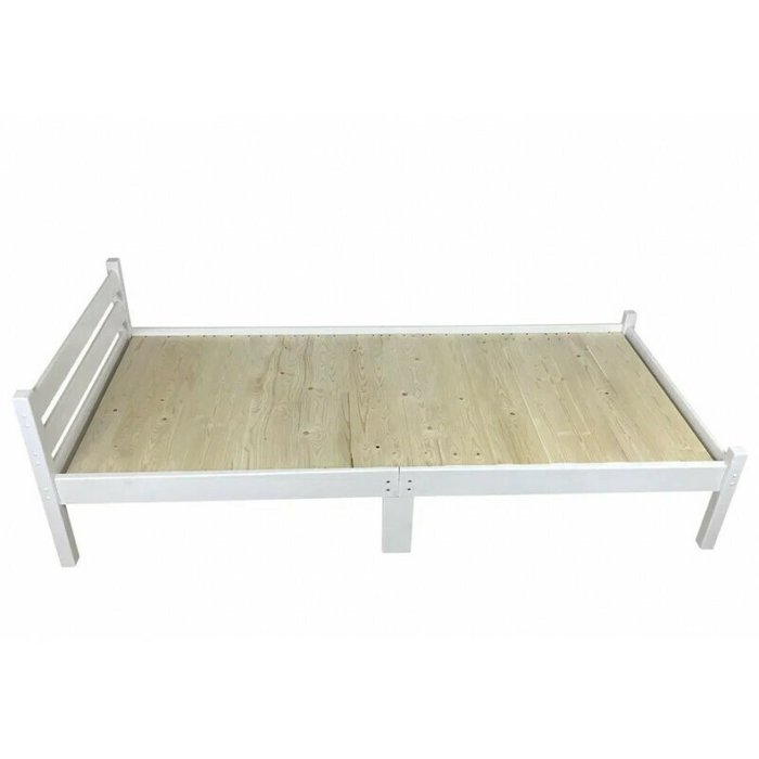 Кровать Классика Компакт сосновая со сплошным основанием 100х190 белого цвета - лучшие Кровати для спальни в INMYROOM