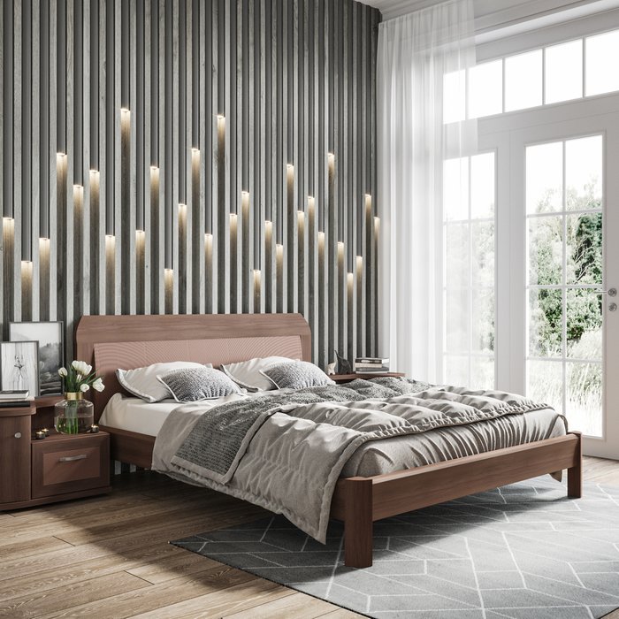 Кровать Магна 140х200 коричневого цвета - купить Кровати для спальни по цене 56120.0