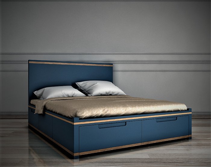 Кровать Travel синего цвета 160х200 - лучшие Кровати для спальни в INMYROOM