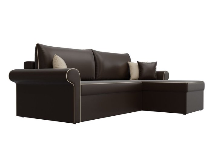Угловой диван-кровать Милфорд темно-коричневого цвета (экокожа) правый угол - лучшие Угловые диваны в INMYROOM