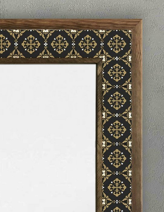 Настенное зеркало с каменной мозаикой 53x73 в раме черно-коричневого цвета - купить Настенные зеркала по цене 27866.0