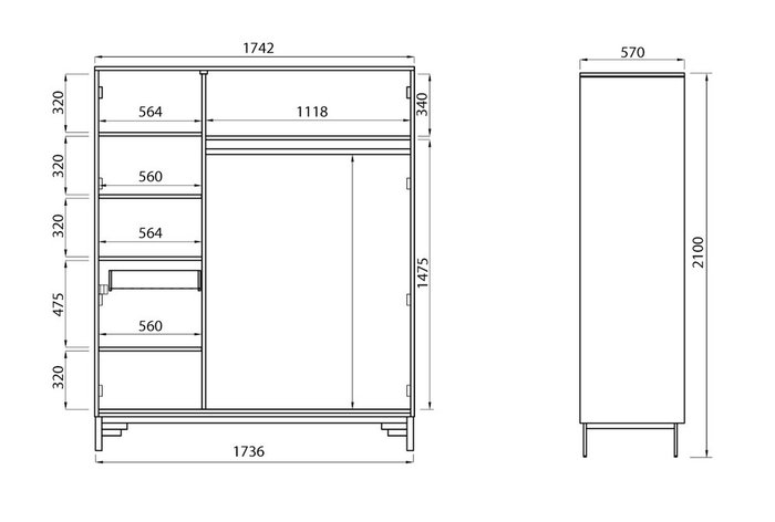 Шкаф трехдверный Cube Design бежево-коричневого цвета - купить Шкафы распашные по цене 263235.0