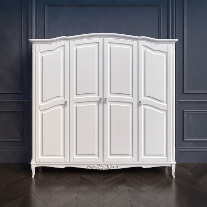 Шкаф четырехдверный Akrata белого цвета с эффектом старения - купить Шкафы распашные по цене 213486.0