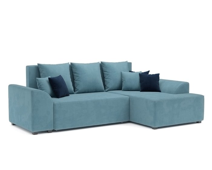 Угловой диван-кровать Каскад голубого цвета правый угол