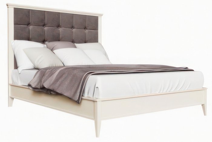 Кровать с мягким изголовьем Парижский шик 160×200 цвета слоновой кости