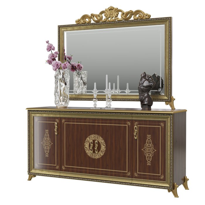 Комод с зеркалом Версаль коричневого цвета - купить Комоды по цене 52647.0