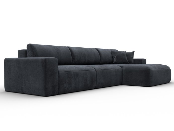 Угловой диван-кровать Лига 036 Классик Лонг в обивке из велюра темно-серого цвета правый - лучшие Угловые диваны в INMYROOM