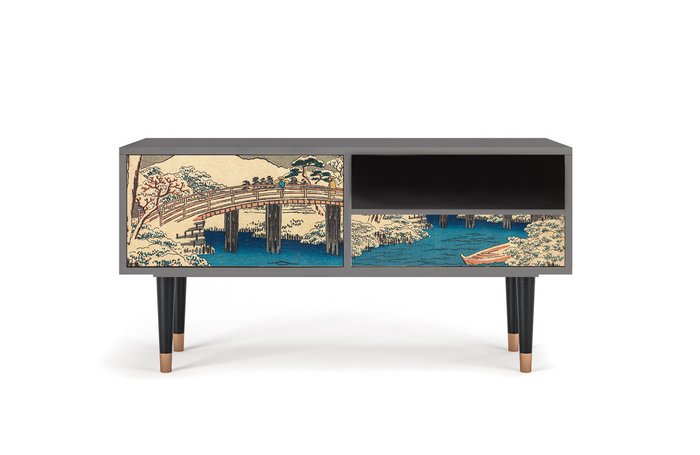 Тумба под TV T3 Katabira River by Utagawa Hiroshige с корпусом цвета сатин Тумба под TV T3 Katabira River by Utagawa Hiroshige с корпусом цвета сатин