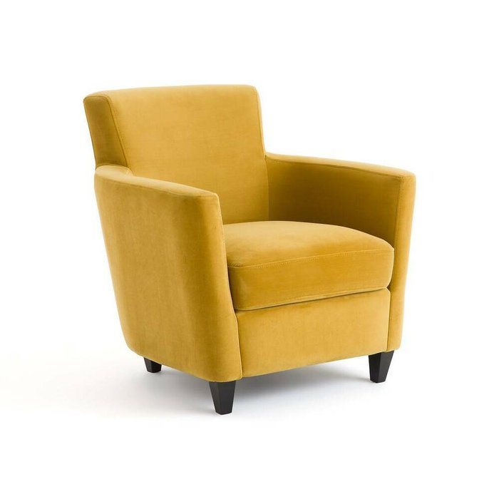 Кресло из велюра Mathesson желтого цвета