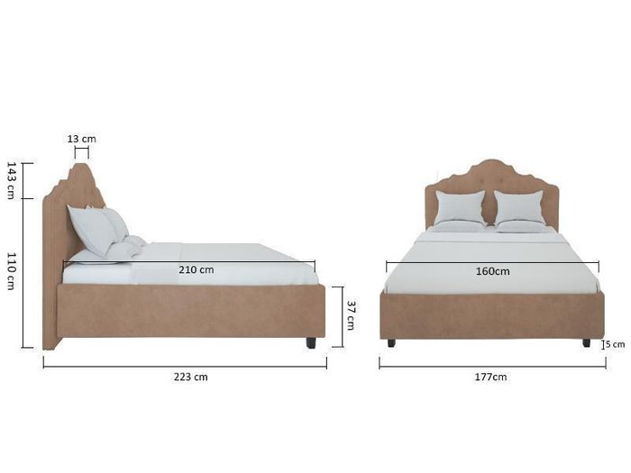 Кровать Palace Велюр Серо-коричневый 160x200 - купить Кровати для спальни по цене 102000.0