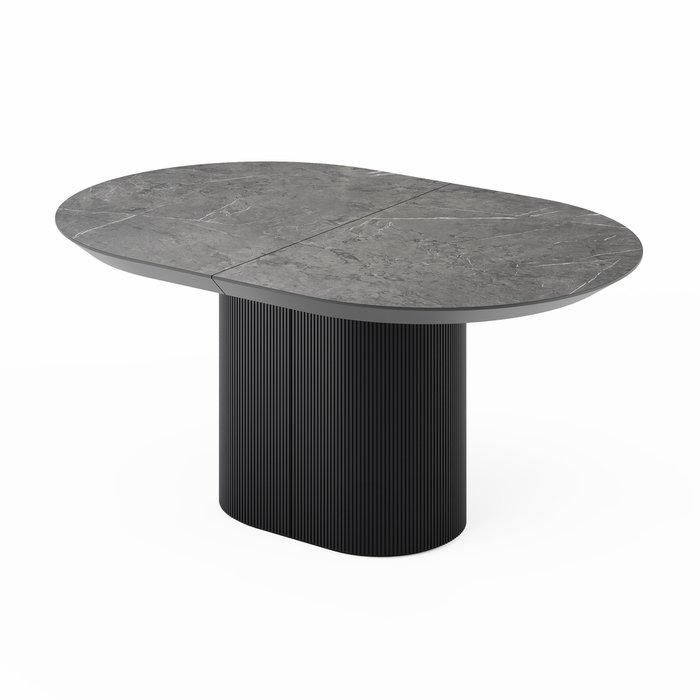 Раздвижной обеденный стол Гиртаб S со столешницей черно-серого цвета