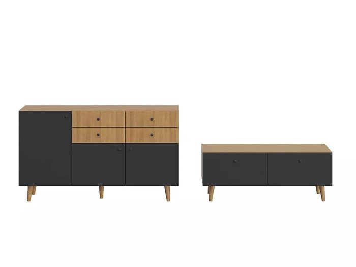Комплект мебели для гостиной Frida 6 черно-бежевого цвета - купить Гостиные гарнитуры по цене 84000.0