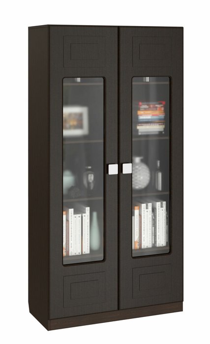 Книжный шкаф двухдверный Анастасия темно-коричневого цвета - купить Книжные шкафы по цене 34376.0