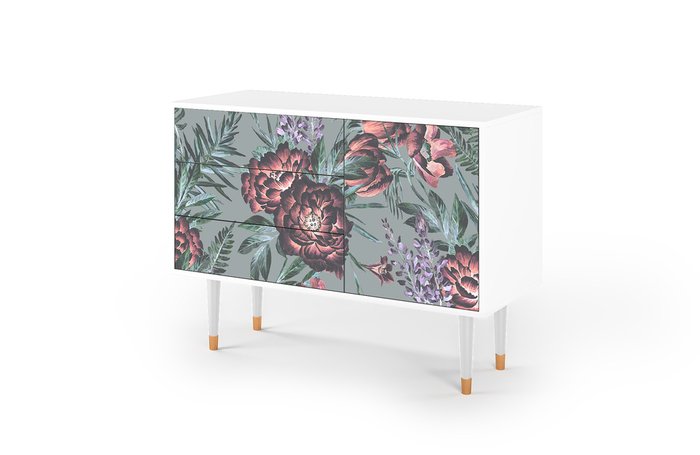Комод S3 Light Peonies с корпусом белого цвета - купить Комоды по цене 39990.0 Комод S3 Light Peonies с корпусом белого цвета - купить Комоды по цене 39990.0