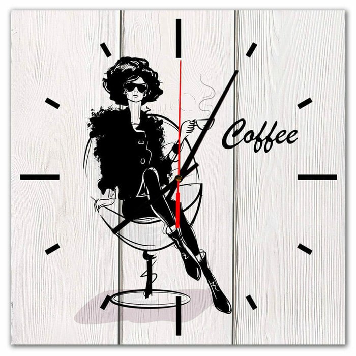 Настенные часы Кофе 30х30 серого цвета