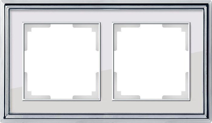 Рамка из металла на 2 поста Palacio хром/белый WL17-Frame-02