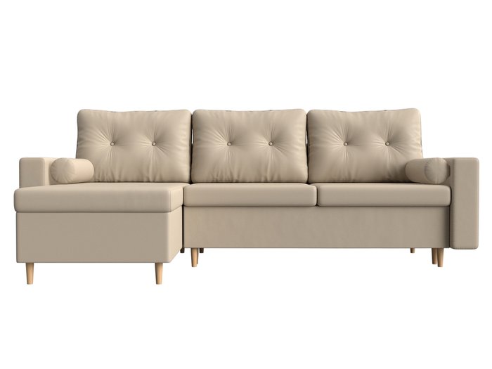 Угловой диван-кровать Белфаст бежевого цвета (экокожа) левый угол - купить Угловые диваны по цене 49999.0