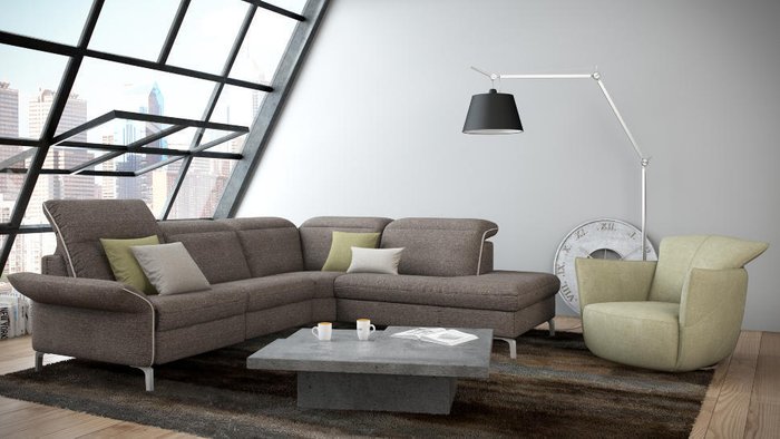 Угловой кожаный диван Juno кремового цвета - лучшие Угловые диваны в INMYROOM