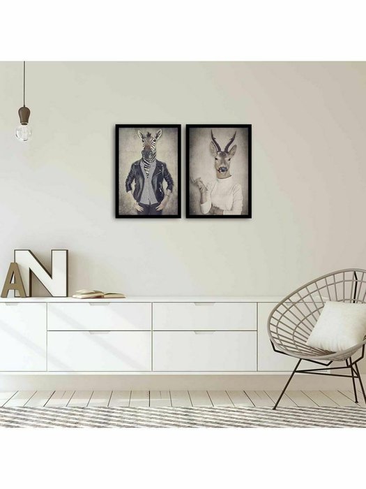 Набор из двух картин Decor 35x50 серого цвета - купить Картины по цене 6500.0
