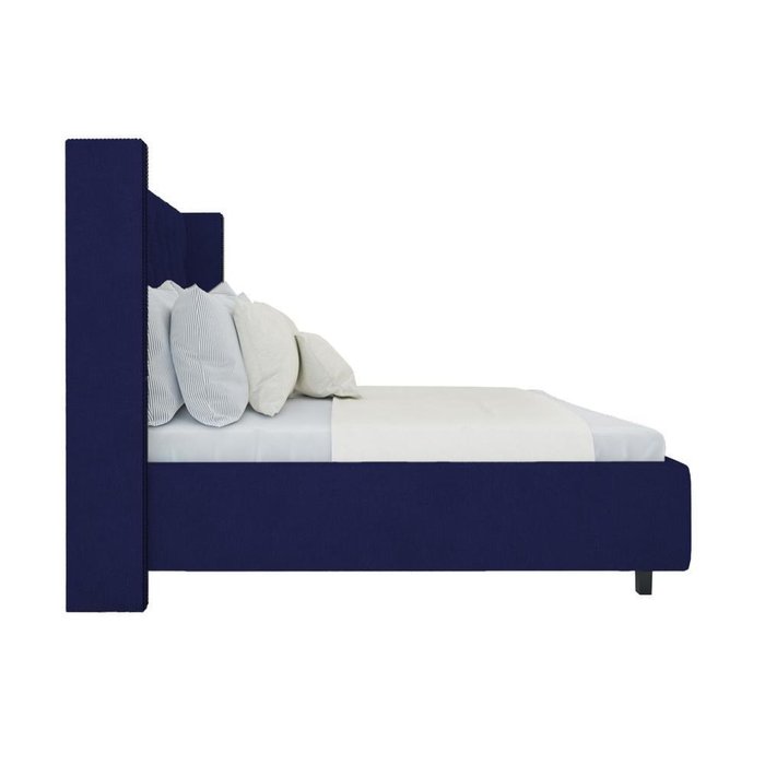 Кровать с декоративными гвоздиками Wing Велюр Синий 200x200 - лучшие Кровати для спальни в INMYROOM