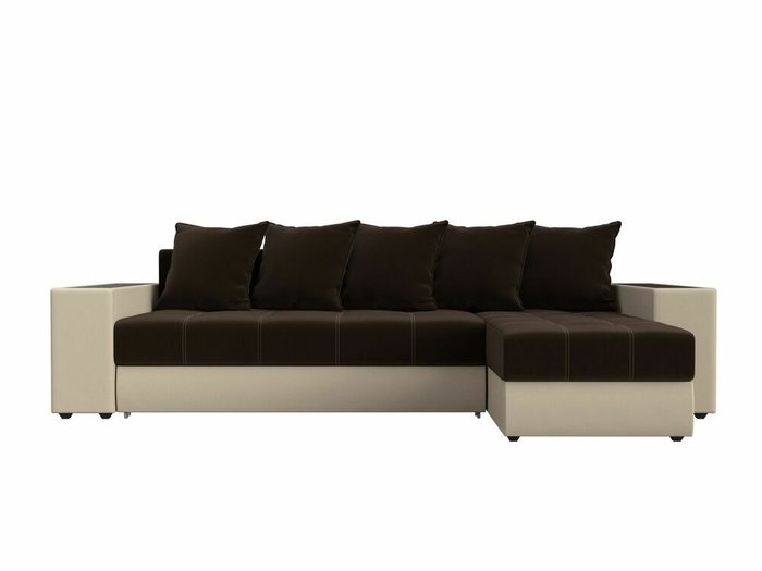 Угловой диван-кровать Дубай  коричнево-бежевого цвета (ткань/экокожа)  правый угол - купить Угловые диваны по цене 54999.0